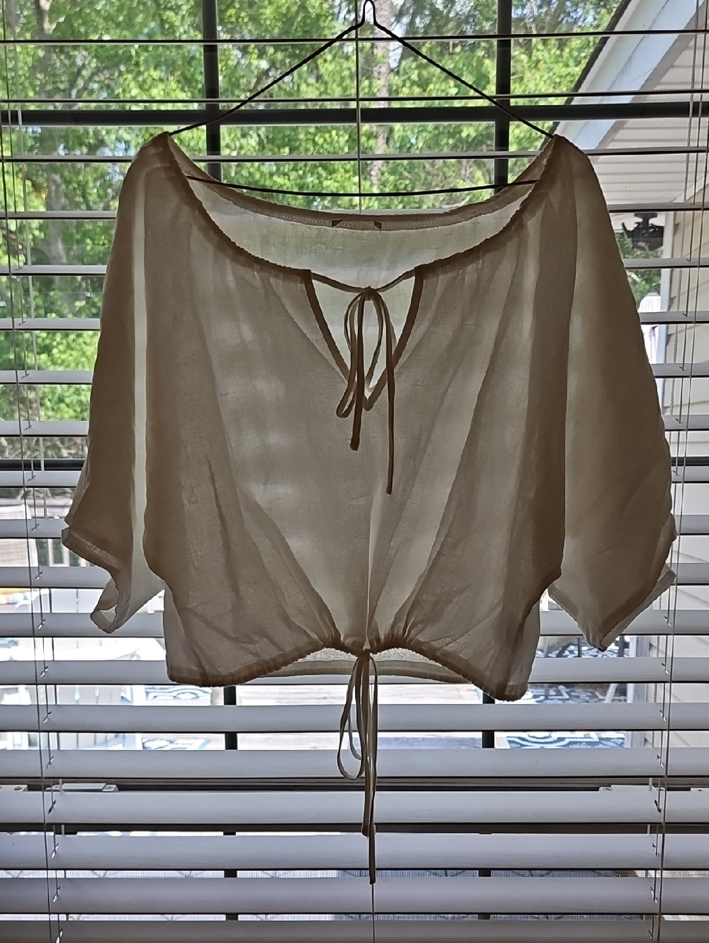 3/$10 Lightweight Top With Drawstring Tie Front And Hem